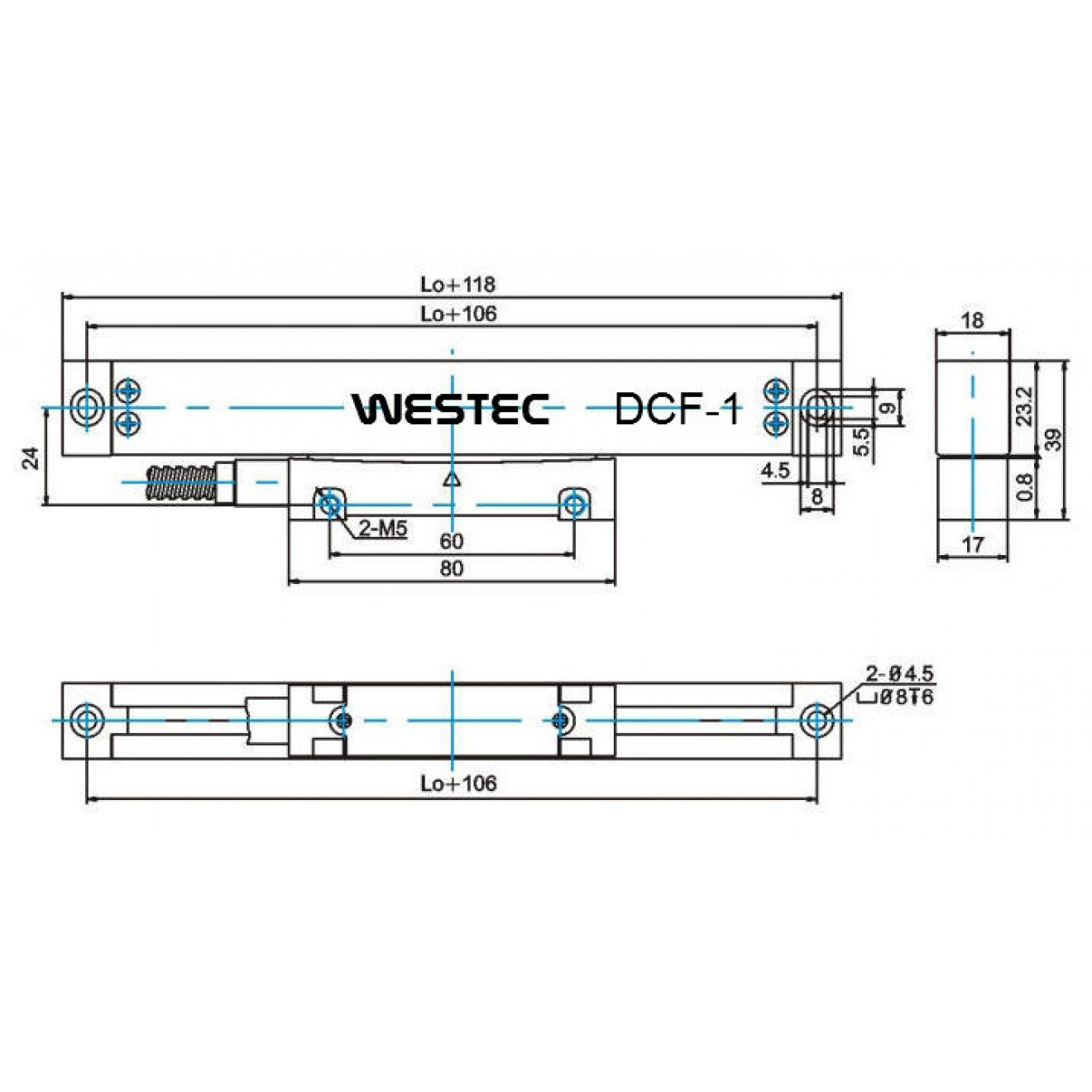 Glasmaßstab Glasmessleiste Westec WGM DCFE-DCFT Skizze