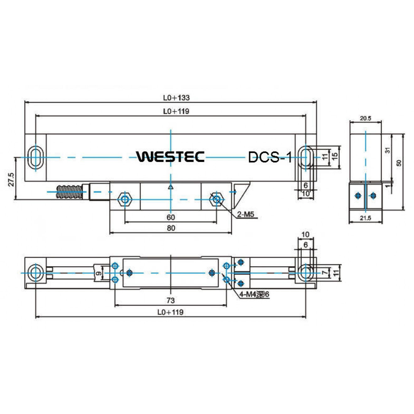 Glasmaßstab Glasmessleiste Westec WGM DCSE-DCST Skizze