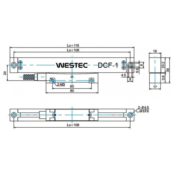 Glasmaßstab Glasmessleiste Westec WGM DCFE-DCFT Skizze