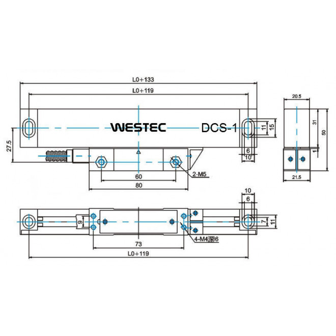 Glasmaßstab Glasmessleiste Westec WGM DCSE-DCST Skizze